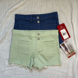 Levi's Girls' Mint Green and Navy Denim Shorts Duo